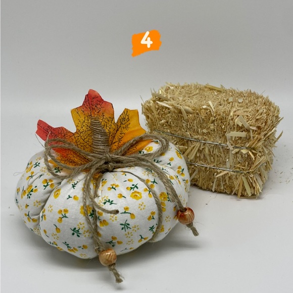 One Orange Pumpkin of Your Choice Stuffed Fabric Pumpkins Fall Farmhouse Decor - Picture 6 of 8
